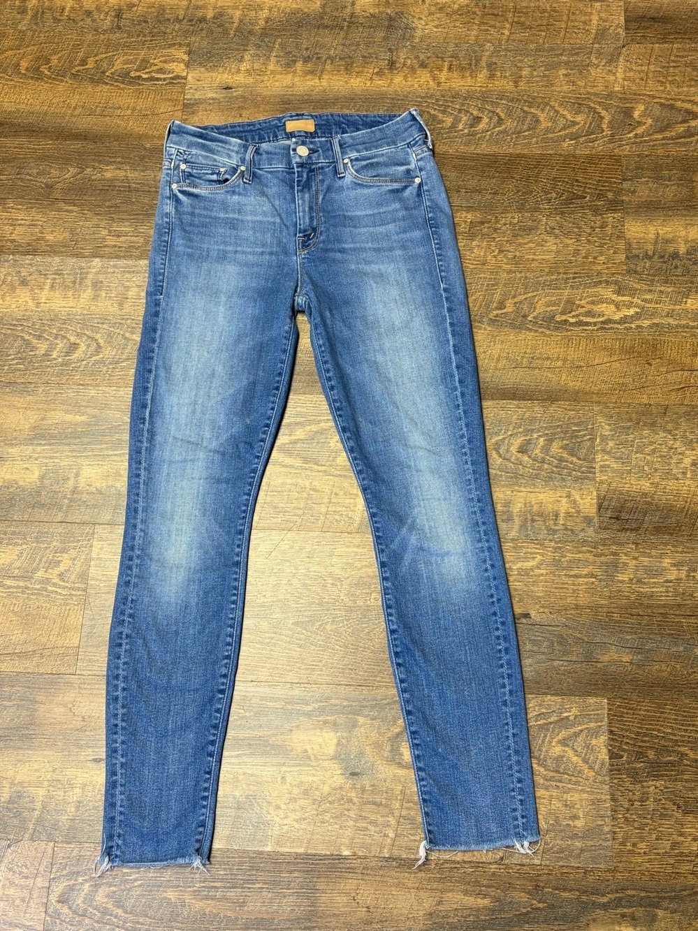Mother The Looker Ankle Fray Jeans Birds Of Paradise Blue Womens 26